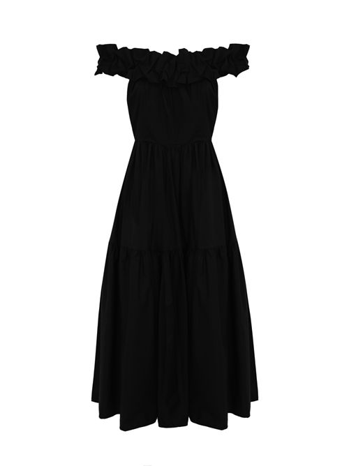 Abito lungo in cotone con rouches Nero NO SECRETS | 251NS191LIQUIRIZIA